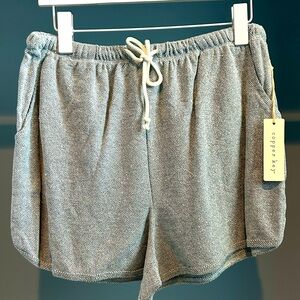 NWT Copperkey shorts. Heathered mint/beige shorts. Sz large. Rope tie waist.